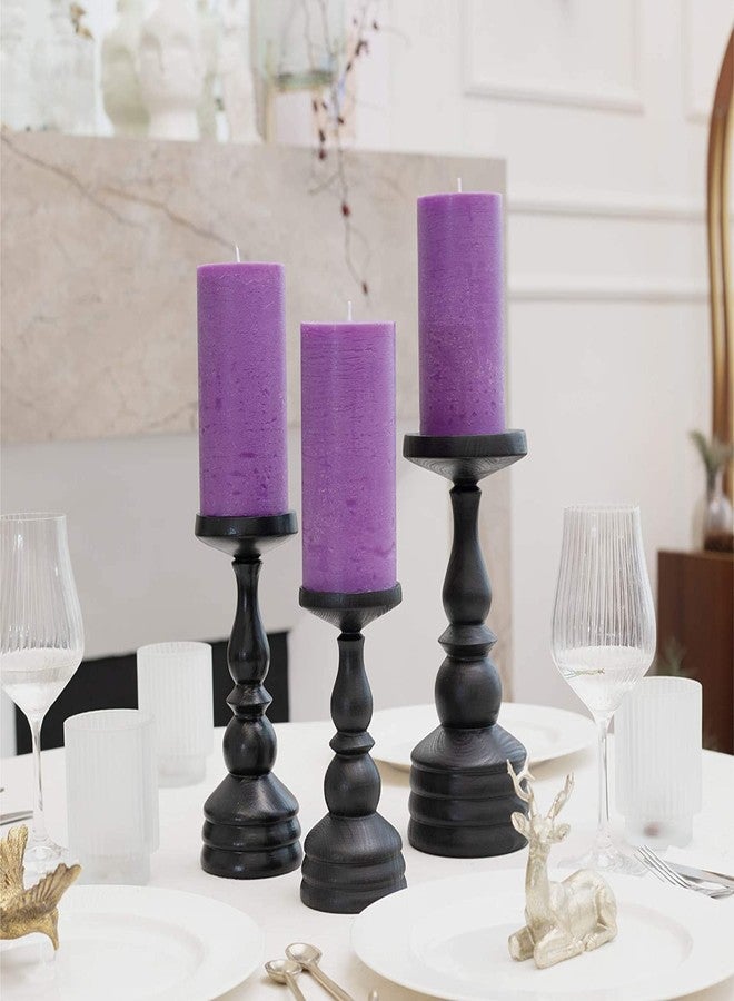 FIRSTROW First Row Aromatic Fables Scented Pillar Candle Set of 3 | Decorative Rustic Candles Natural Scented and No Drip Candles | Ideal for Wedding, Home Decor and Gifting (6x2.25 inch, Purple) - Image 5
