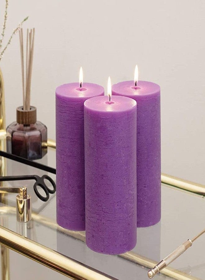 FIRSTROW First Row Aromatic Fables Scented Pillar Candle Set of 3 | Decorative Rustic Candles Natural Scented and No Drip Candles | Ideal for Wedding, Home Decor and Gifting (6x2.25 inch, Purple) - Image 1