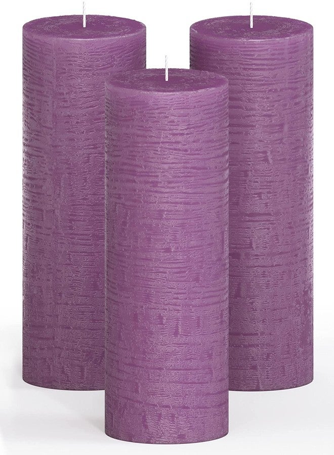 FIRSTROW First Row Aromatic Fables Scented Pillar Candle Set of 3 | Decorative Rustic Candles Natural Scented and No Drip Candles | Ideal for Wedding, Home Decor and Gifting (6x2.25 inch, Purple) - Image 2
