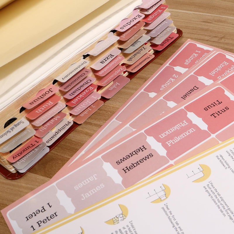 DOMMARE 90 Pieces Pink Bible Tabs for Women, Cute Large Print Bible Bookmarks Index Tabs Study Supplies Guide Kit, Small Baptism Christian Gifts for Men Boys Beginner Easy to Read - Image 2