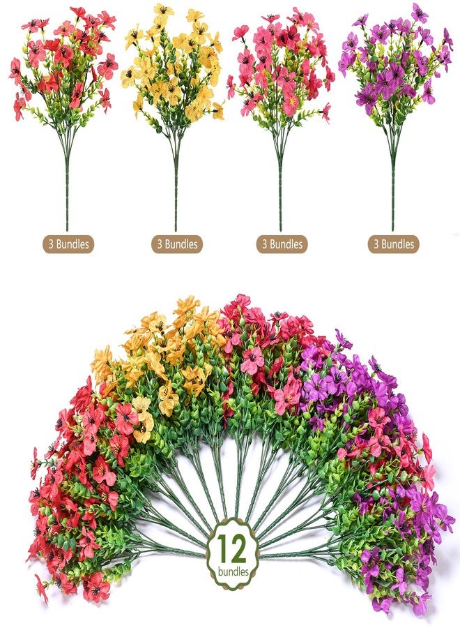 PABREY Artificial Flowers for Outdoors, 12 Bundles UV Resistant Outdoor Fake Flowers Realistic Faux Flowers for Spring Summer Porch Patio Balcony Yard Garden Home Decor (Mixed Colors) - Image 2