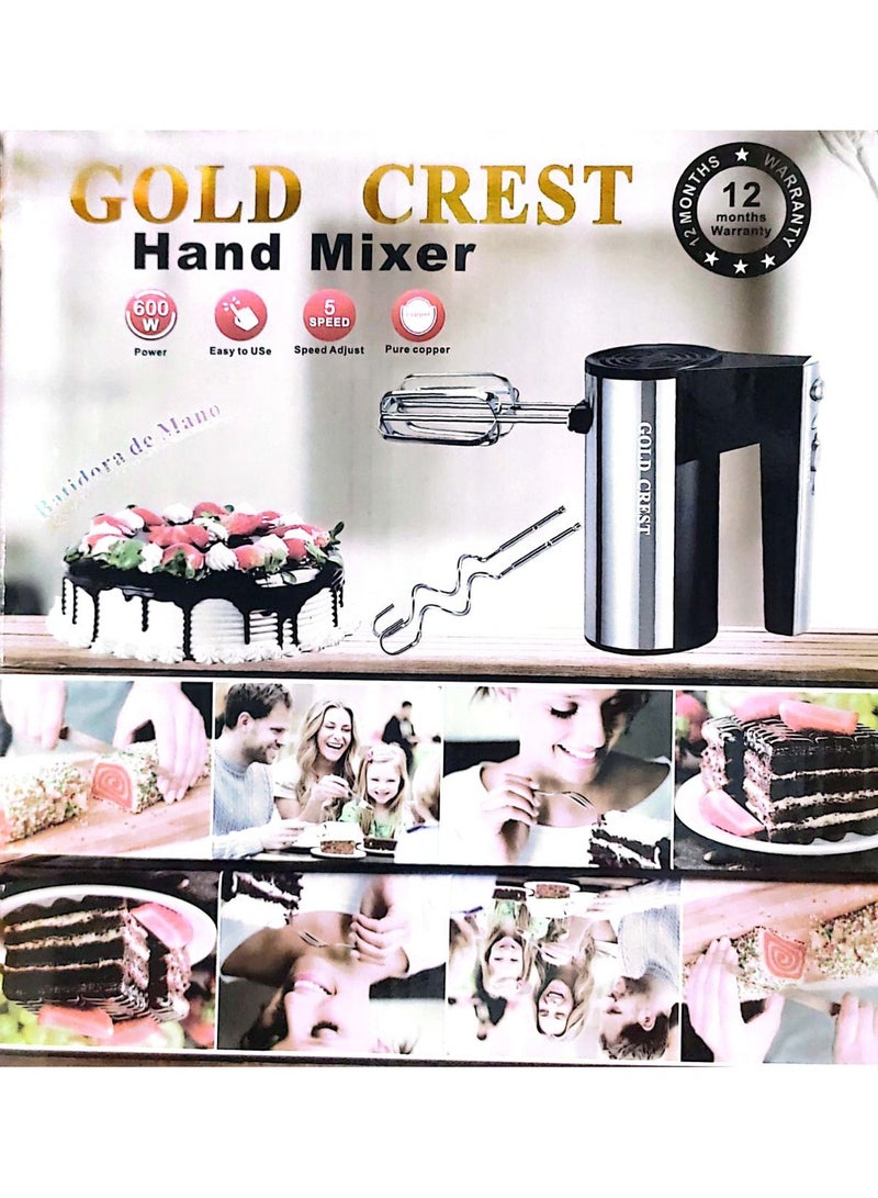 جولد مضرب بيض كهربائي من جولد ستانلس ستيل 600 وات 5 سرعات بضمان سنه - Image 1