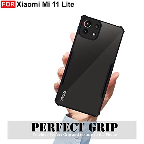 CEDO Backcover for Xiaomi 11 Lite NE (5G) / Mi 11 Lite (5G) | Camera Protection Shockproof Bumper-Edge | Acrylic Crystal Clear 360 Degree Protection TPU+PC | Transparent Eagle Back Case Cover (Black) - Image 2