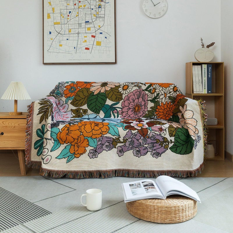 DREAMINGO Farmhouse Couch Cover Living Room Furniture Protector Floral Sofa Covers for 3 Cushion Couch Multi-Functional Couch Cover Blanket Washable Sofa Slipcovers for Sectional Couch, 71"x134" - Image 1