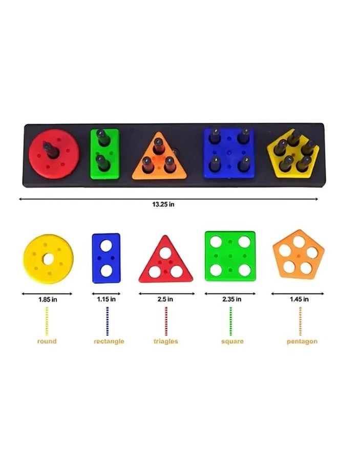 Sky Tech ® Plastic Geometric Blocks, Sorting & Stacking Toys For Toddlers And Kids Preschool, Color Stacker Shape Sorter Gift Educational Learning Toy For 3 Years Old Boys And Girls  - Image 2