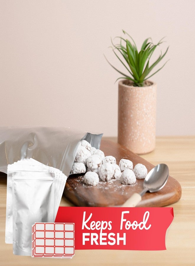 XFasten Resealable Mylar Bags for Food Storage with 112 Labels 1 Quart 7" x 10" (100-Pack) Resealable Bags for Small Business Resealable Mylar Bag for Food Preservation, Sealable Bags for Packaging - Image 5