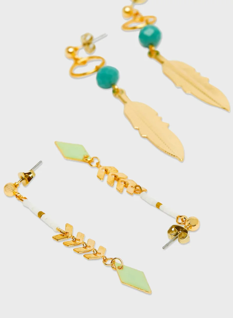 ONLY Feather Dangle Earrings (Set Of 2)