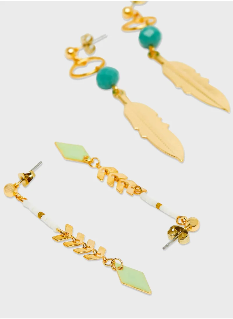 ONLY Feather Dangle Earrings (Set Of 2)