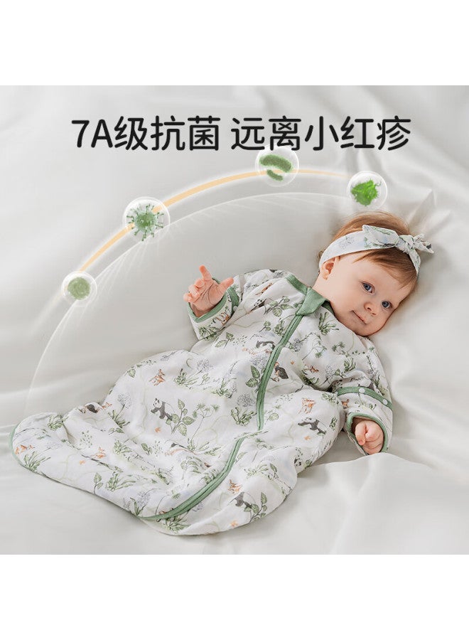Ouyun Baby Sleeping Bag Summer Bamboo Cotton Gauze Integrated Children's Anti-kick Sleeping Bag Six Four Panda Jungle 85