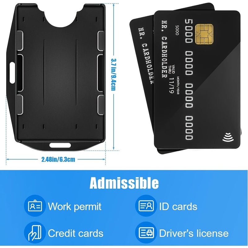 Black 10pcs Hard Plastic ID Badge Holders for Lanyard Horizontal Vertical Dual Use - Image 2
