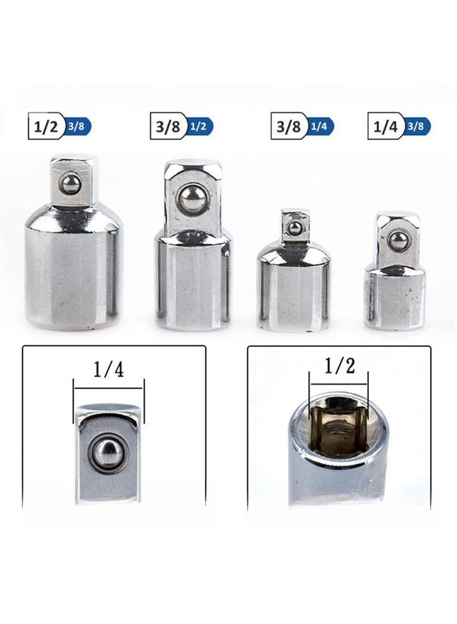 4pcs Impact Adapter/Reducer Set Hexagonal Sleeve(1/4, 3/8, 1/2 in.) (Color : Silver) - Image 2