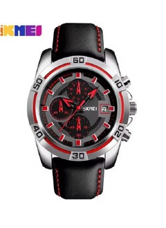 Chronograph Leather Band Watch 9156 - 47mm - For Men