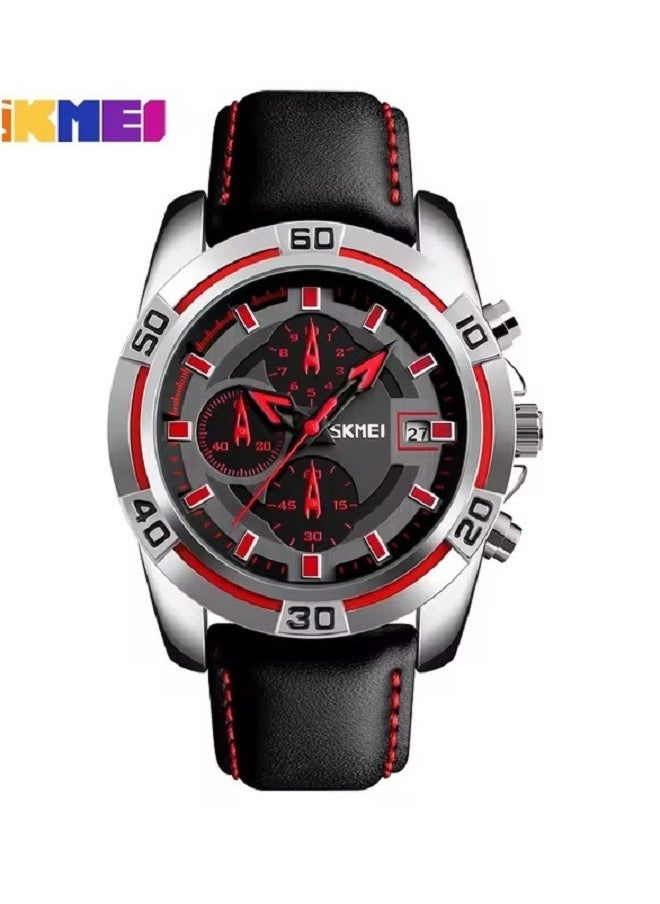 SKMEI - Chronograph Leather Band Watch 9156 - 47mm - For Men - Image 1