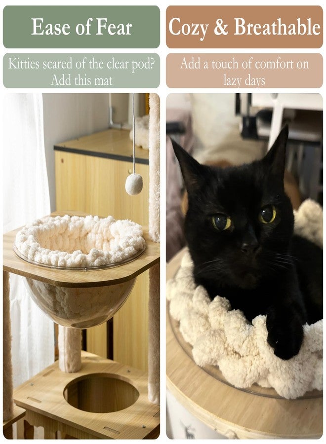 Urnat Cat Self-Warming Knitted Bed Mat, Extra-Soft Warm Round Washable Pads Cushions for Indoor Kittens & Kitty Small Pets Cat Trees (Oatmeal,Large) - Image 5