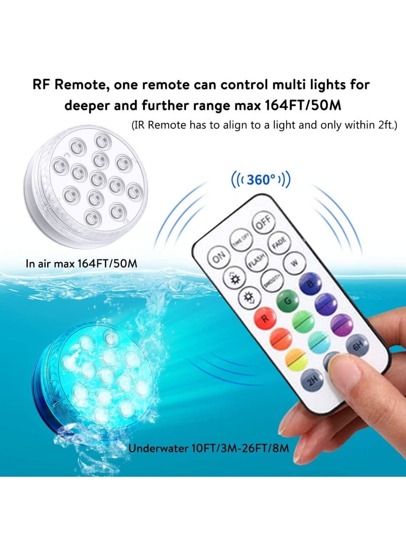 SOLARAE Submersible LED Lights with Strong Magnet, Suction Cup, RF Remote, 13 LED Underwater Led Pool Lights IP68 Waterproof, Battery Operated Pond Light for Bathtub, Shower, Hot Tub, Party - Image 4