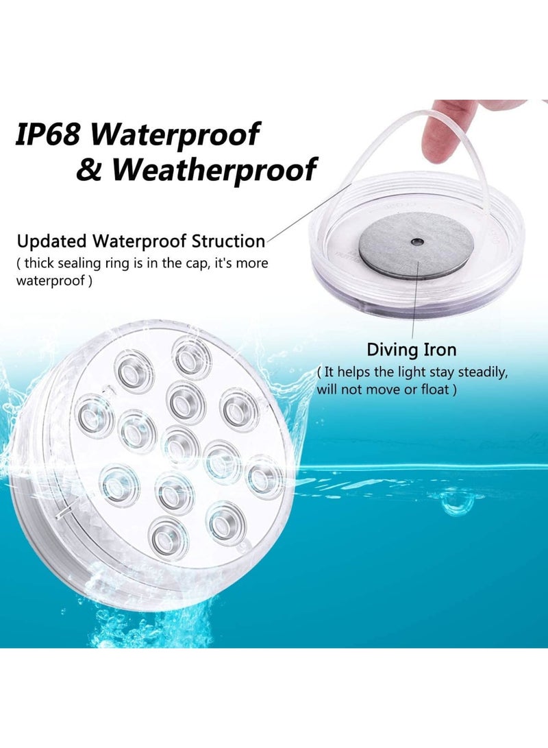 SOLARAE Submersible LED Lights with Strong Magnet, Suction Cup, RF Remote, 13 LED Underwater Led Pool Lights IP68 Waterproof, Battery Operated Pond Light for Bathtub, Shower, Hot Tub, Party - Image 5
