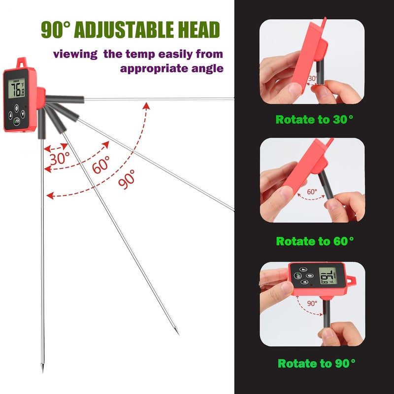 Efeng Digital Candy Thermometer with Pot Clip,Alarm Function,10'' Long Probe,Rotatable Display, Programmable Instant Read Food Candy Thermometer for Candy Making,Candle Smoker, Oil Cooking - Image 5