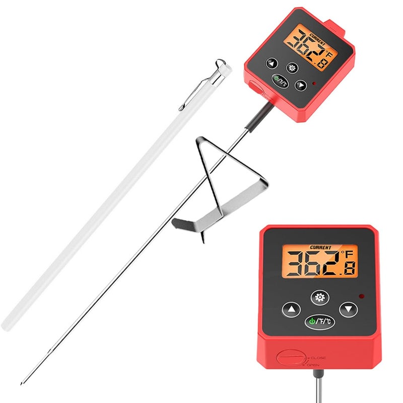 Efeng Digital Candy Thermometer with Pot Clip,Alarm Function,10'' Long Probe,Rotatable Display, Programmable Instant Read Food Candy Thermometer for Candy Making,Candle Smoker, Oil Cooking - Image 1