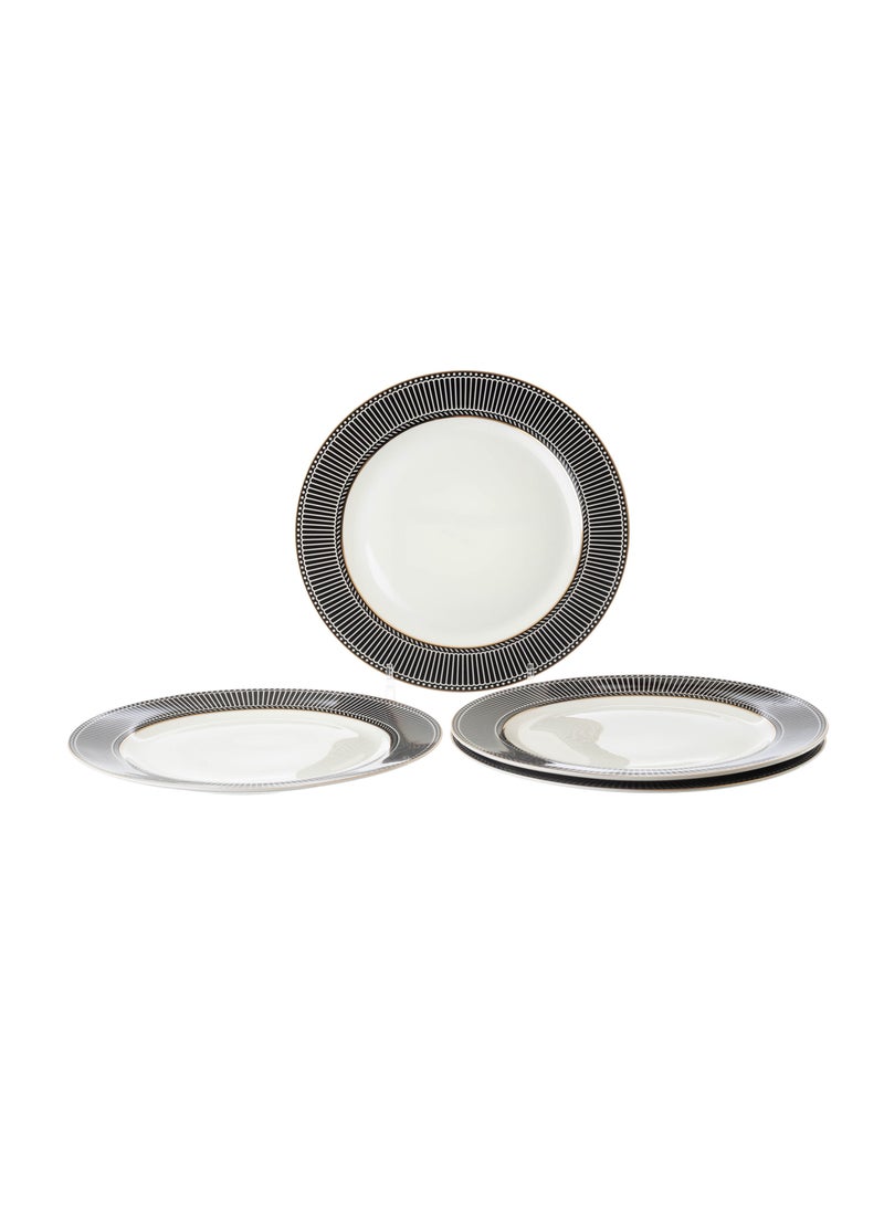 Hic flat porcelain dinner plates 4 Piece with black and gold design 27 cm  - Image 1