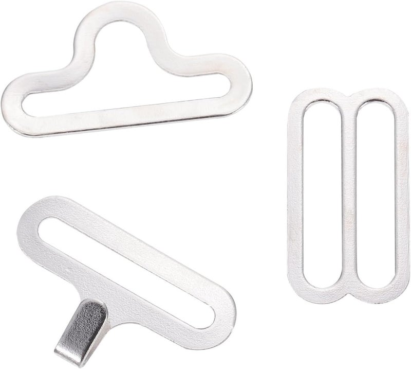 50 Sets Adjustable Iron Tie Buckles Bow Tie Clips Necktie Strap Fasteners for Clothing Accessories and Underwear Shoulder Straps - Image 1