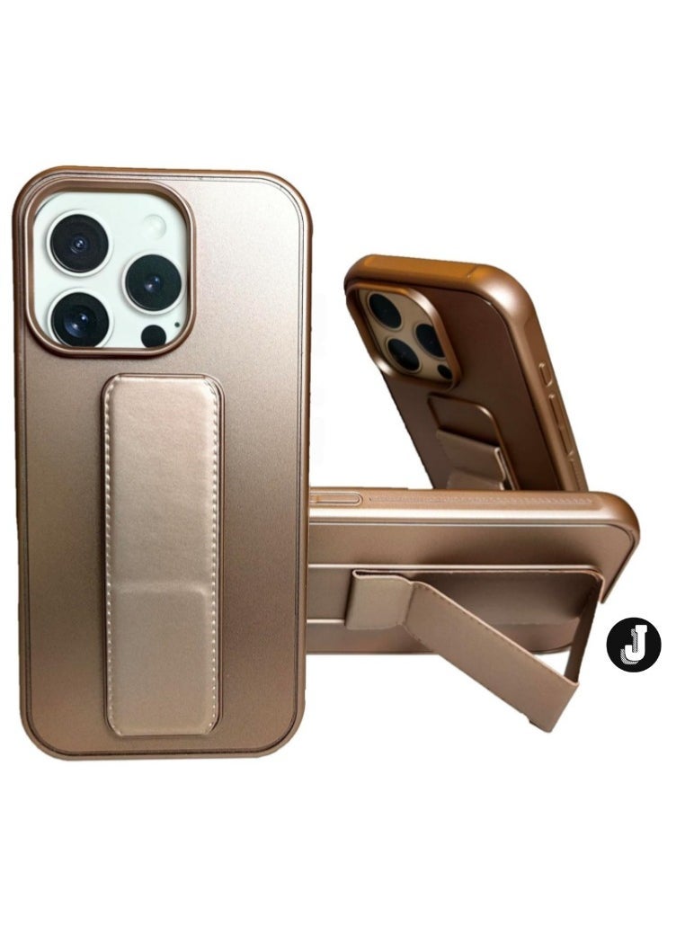 JAJEEK iPhone 16 Pro Max Desert Titanium Magnetic Car Mount Kickstand Case – Premium Silicone with Vertical & Horizontal Hand Strap and Multi-Stand Functionality - Image 1