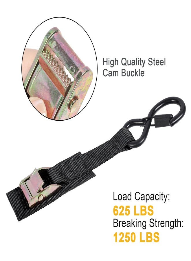 Ayaport Cam Buckle Tie Down Straps 8ft 1250lbs Break Strength 4 pcs Securing Straps with S Hooks for Motorcycle, Car, Truck, Dirt Bike - Image 2