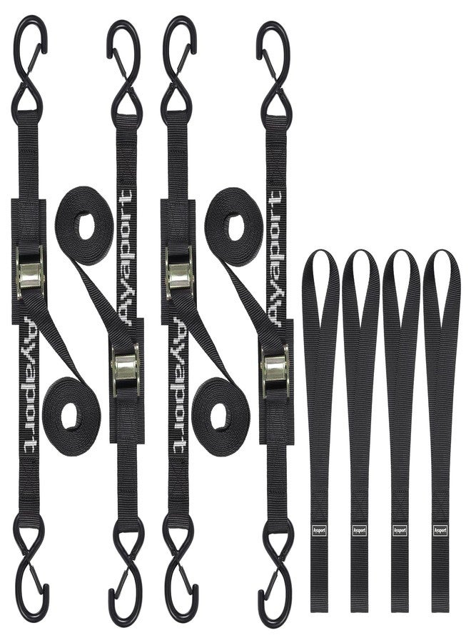 Ayaport Cam Buckle Tie Down Straps 8ft 1250lbs Break Strength 4 pcs Securing Straps with S Hooks for Motorcycle, Car, Truck, Dirt Bike - Image 1