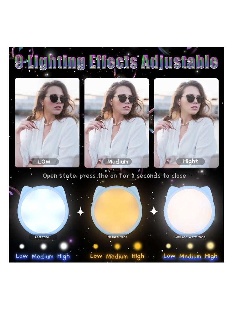 Selfie Ring Light Selfie Clip on Ring Light Mini Rechargeable 9 Level Adjustable Brightness Ring Light Portable Clip on Selfie Fill Light for Phone Laptop Video Photography Girl Makes up (Pink, Blue)  - Image 5