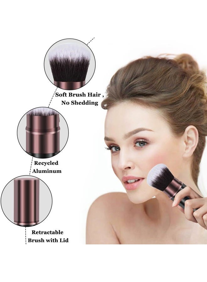 Keriloo Retractable Makeup Brush,Travel Powder Kabuki Makeup Brush Face Blush Brushes for Blending Liquid, Foundation, Blush, Bronzer, Buffing, Sunscreen,Flawless Cosmetics - Image 4