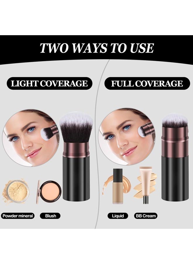 Keriloo Retractable Makeup Brush,Travel Powder Kabuki Makeup Brush Face Blush Brushes for Blending Liquid, Foundation, Blush, Bronzer, Buffing, Sunscreen,Flawless Cosmetics - Image 3