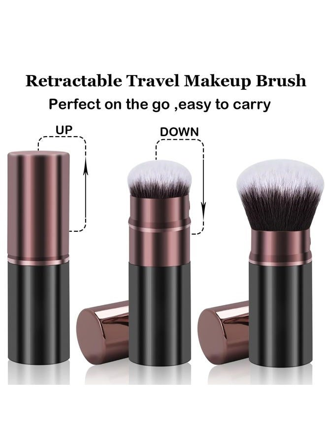 Keriloo Retractable Makeup Brush,Travel Powder Kabuki Makeup Brush Face Blush Brushes for Blending Liquid, Foundation, Blush, Bronzer, Buffing, Sunscreen,Flawless Cosmetics - Image 2