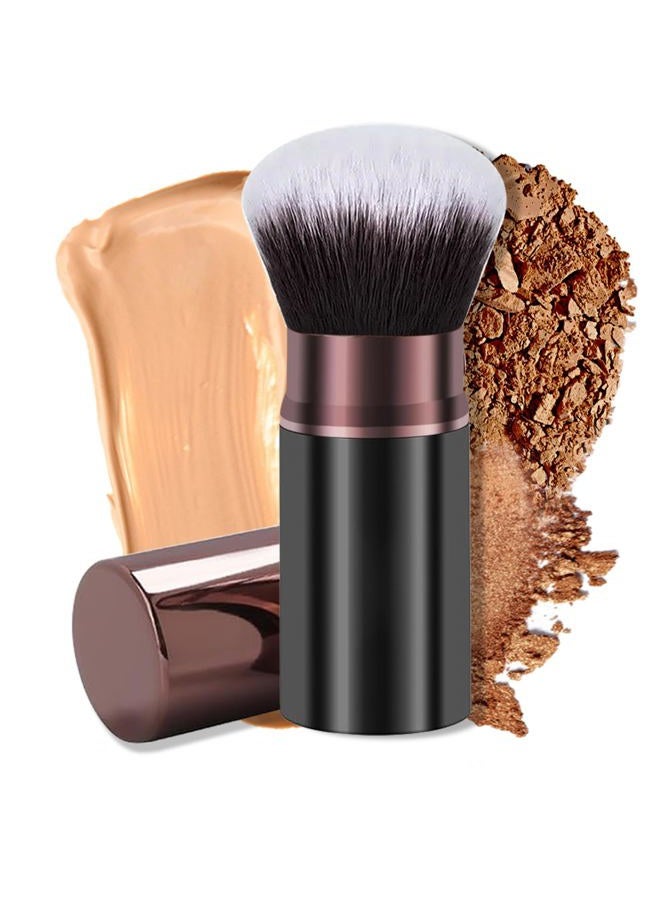 Keriloo Retractable Makeup Brush,Travel Powder Kabuki Makeup Brush Face Blush Brushes for Blending Liquid, Foundation, Blush, Bronzer, Buffing, Sunscreen,Flawless Cosmetics - Image 1