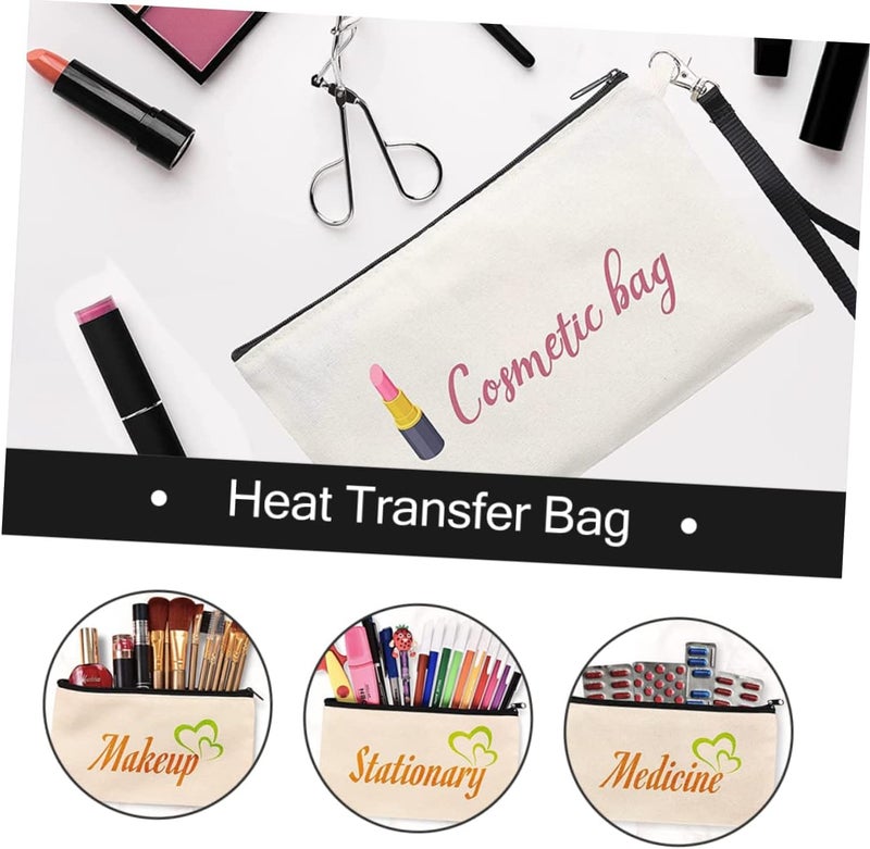 10pcs Blank Sublimation Makeup Bags Zipper Canvas Pencil Cases for Travel Toiletry Organization Craft Pouch for Girls Convenient Portable Design - Image 5