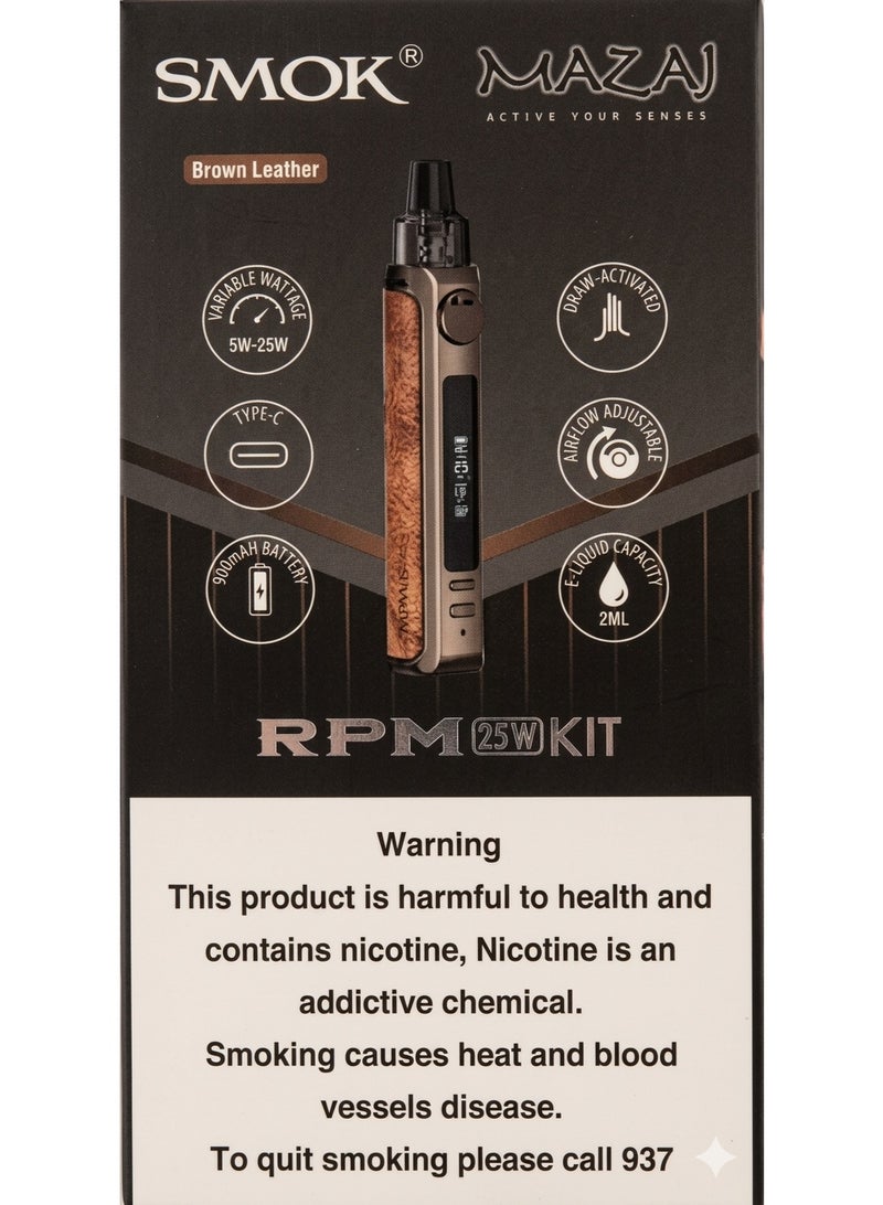 مزاج سموك RPM 25 واط كيت جلد بني نظام بود لإعادة تعبئة السائل - Image 4