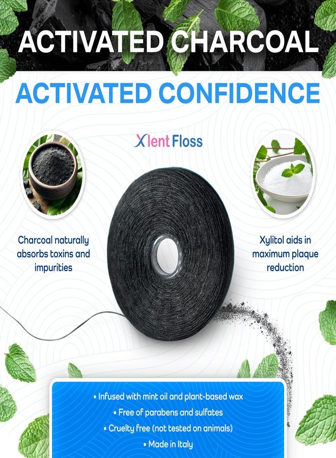 Xlent خيط تنظيف الأسنان إكسلنت القابل للتمدد - 50 متر، خيط تنظيف أسنان قابل للتمدد بالفحم النشط مع إكسيليتول - بنكهة النعناع - خالٍ من PFAS وPTFE - شمع نباتي طبيعي - عبوة من قطعتين - Image 4