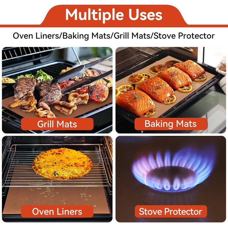 Mimekitchen Oven Liners for Bottom of Oven - 2 Pack Large Heavy Duty Mats, 23.6"x15.7" Non-Stick Reusable Liner for Electric, Gas, Toaster Ovens Grills - BPA & PFOA Free Kitchen Accessory to Keep Oven Clean - Image 3