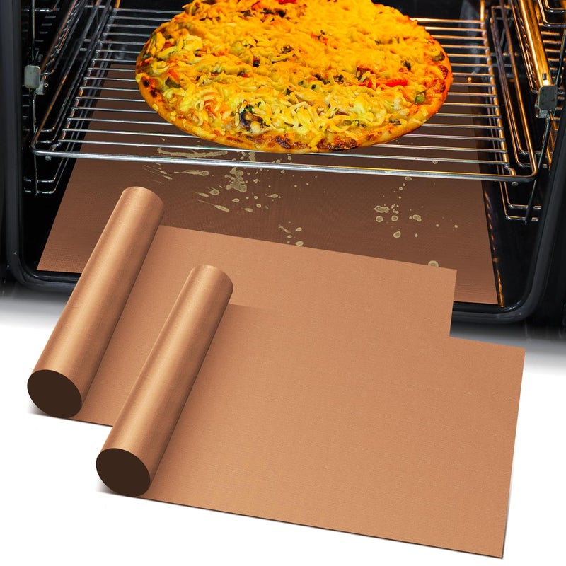 Mimekitchen Oven Liners for Bottom of Oven - 2 Pack Large Heavy Duty Mats, 23.6"x15.7" Non-Stick Reusable Liner for Electric, Gas, Toaster Ovens Grills - BPA & PFOA Free Kitchen Accessory to Keep Oven Clean - Image 1