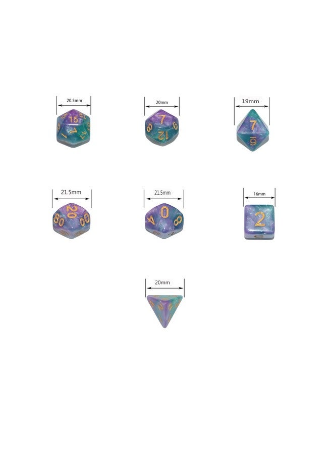 Smartdealspro SmartDealsPro 6 x 7 Sets (42 pcs) Glitter Polyhedral Dice Sets with Pouches for DND RPG MTG Dungeon and Dragons Table Board Roll Playing Games D4 D8 D10 D12 D20 (6 Sets)  - Image 3