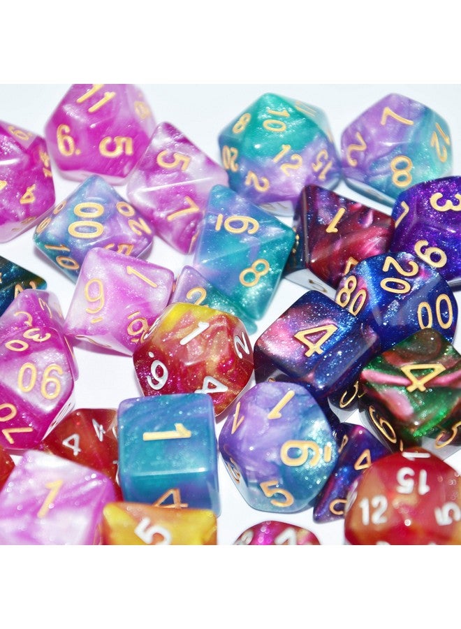 Smartdealspro SmartDealsPro 6 x 7 Sets (42 pcs) Glitter Polyhedral Dice Sets with Pouches for DND RPG MTG Dungeon and Dragons Table Board Roll Playing Games D4 D8 D10 D12 D20 (6 Sets)  - Image 2