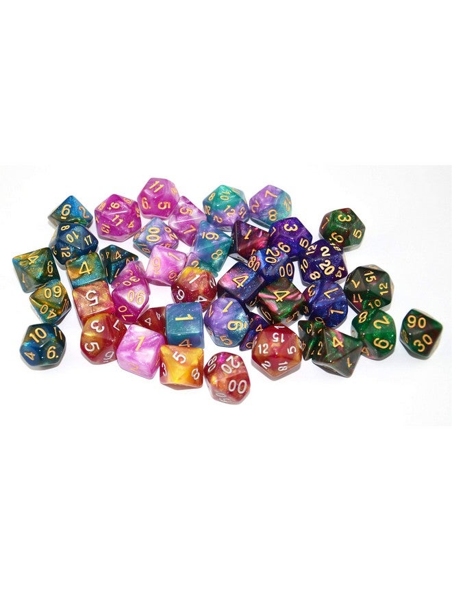 Smartdealspro SmartDealsPro 6 x 7 Sets (42 pcs) Glitter Polyhedral Dice Sets with Pouches for DND RPG MTG Dungeon and Dragons Table Board Roll Playing Games D4 D8 D10 D12 D20 (6 Sets)  - Image 5