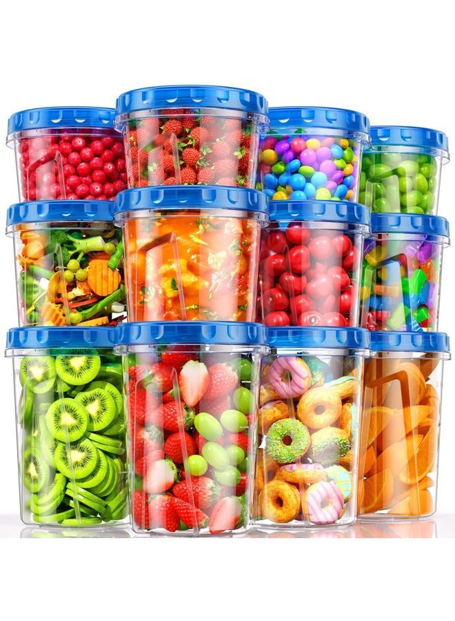 BiuLeon 12 Pack- 34/24/17oz Freezer Storage Containers, Plastic Food Storage Containers with Twist Top Lids, BPA Free and Reusable Soup Containers with Lids, Leakproof/Microwave/Dishwasher Safe - Image 1