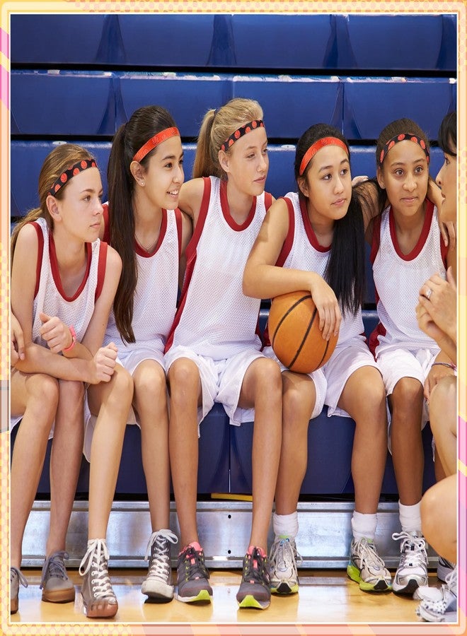 SATINIOR 4pcs Basketball Headbands for Girls Sport Headbands for Women Non-slip Adjustable Hair Bands Basketball Accessories for Girls Boys Teens Halloween(Double Color) - Image 3