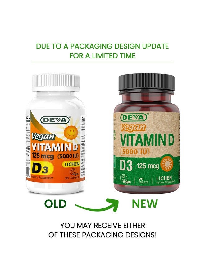 Deva Vitamin D3 5000 Iu Sunshine Supplement 125 Mcg Of Vegan D3 90Count Bottle - Image 3