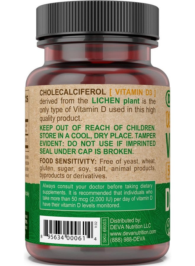 Deva Vitamin D3 5000 Iu Sunshine Supplement 125 Mcg Of Vegan D3 90Count Bottle - Image 4