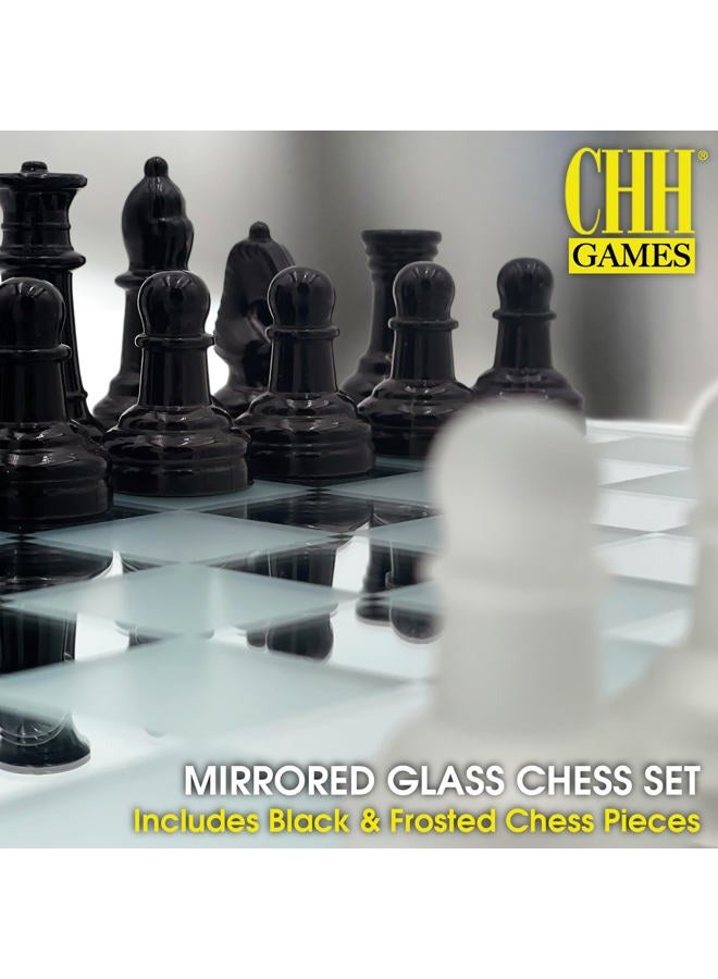 CHH Avant-Garde Black Frosted Glass Chess Set with Mirror Board - Image 2