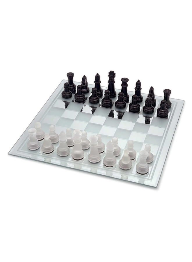CHH Avant-Garde Black Frosted Glass Chess Set with Mirror Board - Image 1