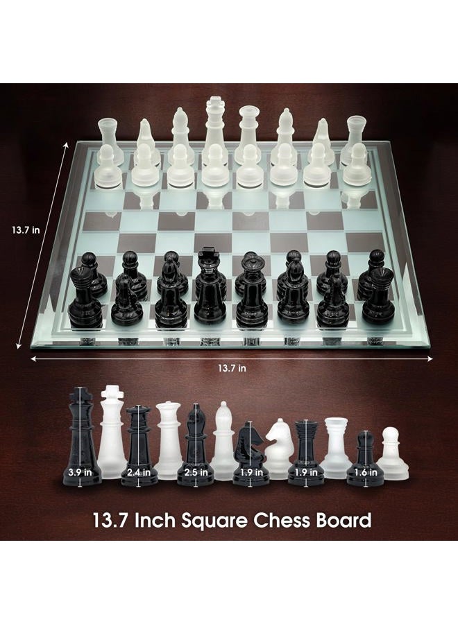 CHH Avant-Garde Black Frosted Glass Chess Set with Mirror Board - Image 5