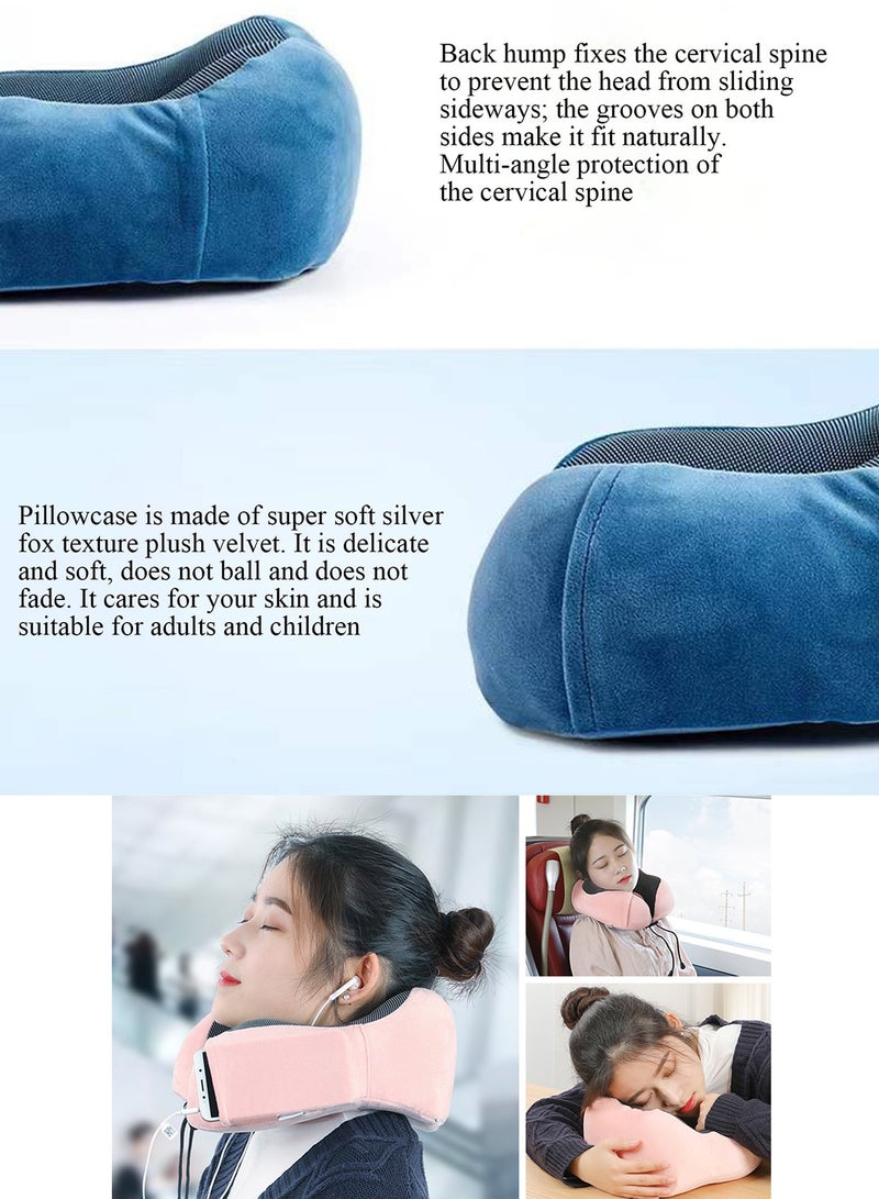 Qiccijoo Qiccijoo Travel Pillow, Memory Foam Neck Pillow with Comfortable & Breathable Cover for Sleeping, Car, Train, Bus and Home Use(Blue) - Image 4