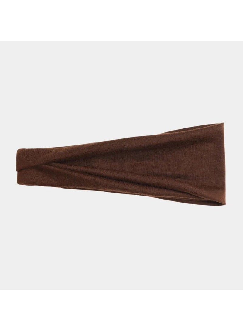 Fashion Headbands For Women Wide Headband Yoga Workout Head Bands Hair Accessories(Brown) - Image 4