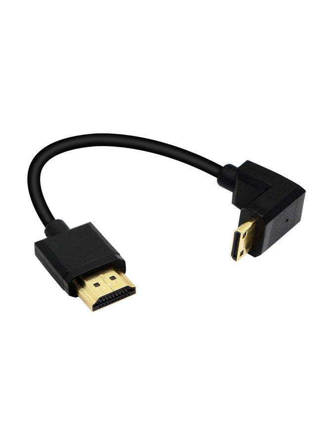 PNGKNYOCN 15Cm Mini Hdmi To Hdmi Short Cable 90 Degree Downward Angle High Speed Mini Hdmi Male To Hdmi 2.0 Male Adapter Support 4K@60Hz Youcheng For Raspberry Pi Tablet Camera Etc (Down)  - Image 2